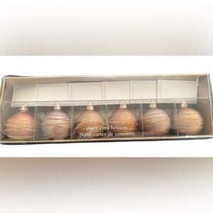 Pier 1 Imports Victorian Christmas Ball Ornament Place Card Holders Set of 6 NEW